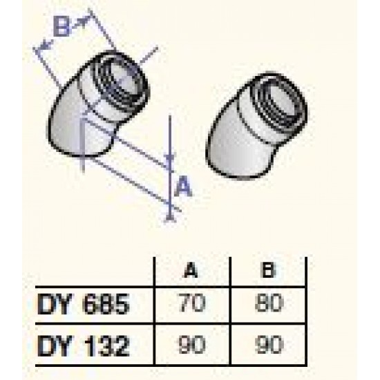 Dūmvada līkumi 45* D80/125 (2 gab.), DY132