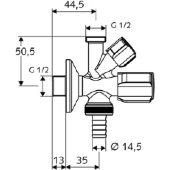 Kombinēts stūra ventilis 1/2