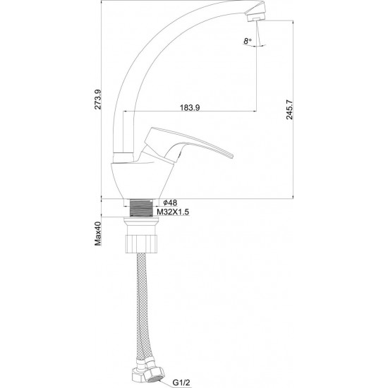 Jaucējkrāns izlietnei, 5009 PLAN, NORDLINE