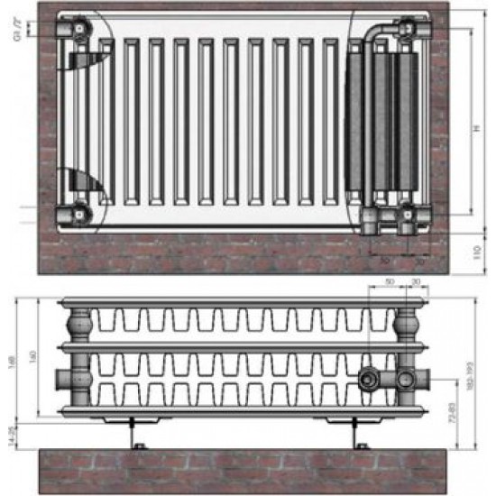 Radiators 33x200x1000 VCO Termolux