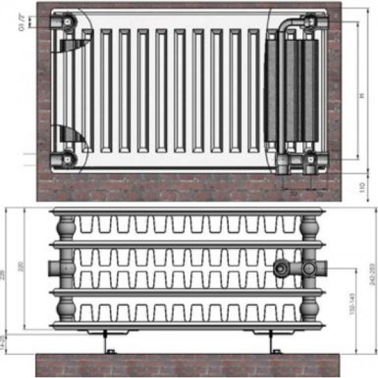 Radiators 44x200x1000 VCO Termolux