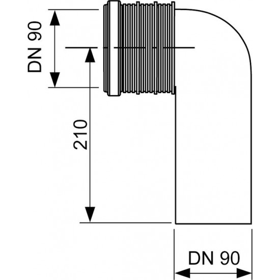 WC savienošanas līkums DN90/90° (9820134) TECE