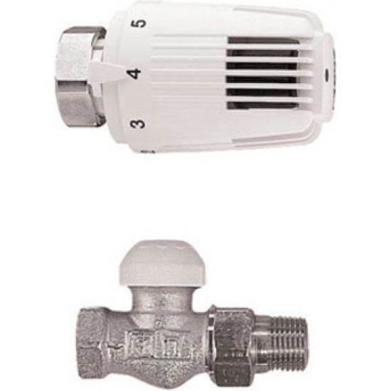 Termostata ventīlis taisns kompl. ar galvu 1/2