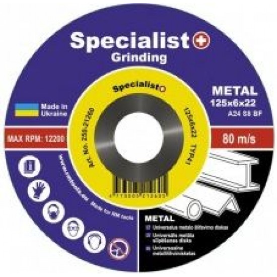 Slīpēšanas disks metālam Specialist 125x6x22