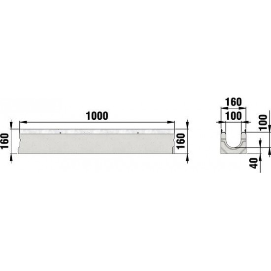 Kanāls Faserfix KS100, F900, L=1m