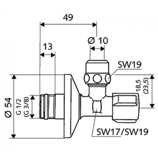 Stūra ventilis 1/2