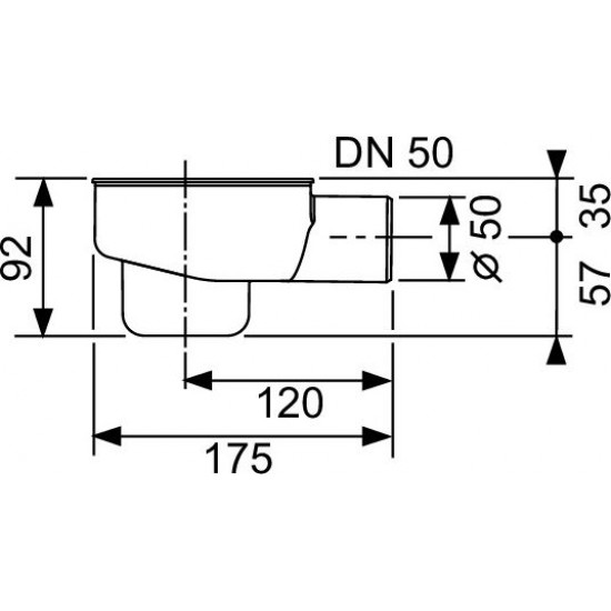 Sifons dušas kanālam, 0,8 l/s DN50,h=92mm TECE