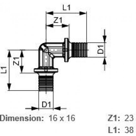 Līkums 20x20mm 90°   TECEflex