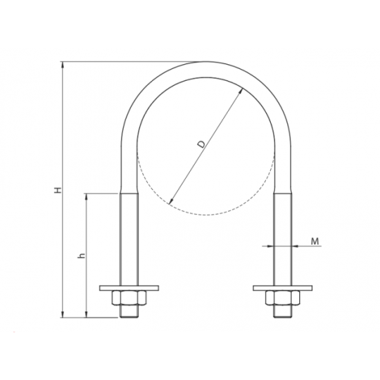 U-veida skava M10x76.1mm (21/2'') H=147mm Niczuk