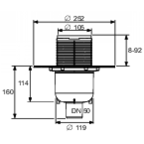 TECEdrainpoint S130 traps DN50 vert.izplūde