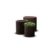 KETER S+M+L CYLINDER PLANTERS trīs puķu podu komplekts, brūns