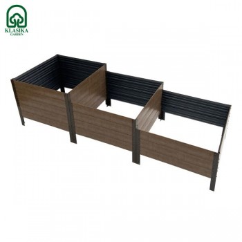 Paaugstinātā dārza dobe KLASIKA Woodlook trepjveida brūna 225x75 cm, h-50-40-30 cm