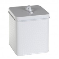 Kaste metāla 4Living ar vāku balta 14x14x18,5cm