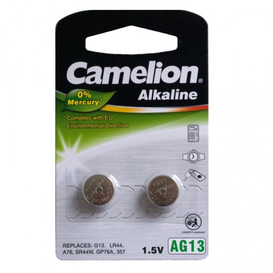 Bez dzīvsudraba mikrošūna, LR44/AG13, 1.5V, CAMELION, 2 gab.