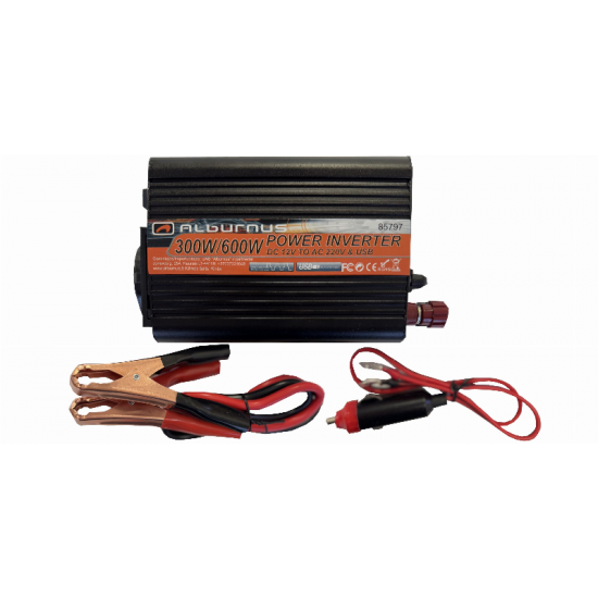ALBURNUS jaudas pārveidošana 12v/220v 1x220v ar usb savienotāju