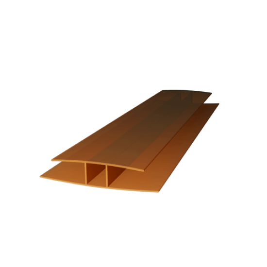 Savienojuma profils polikarbonāta loksnēm PC-H 8-10 mm, 2000mm, Bronza