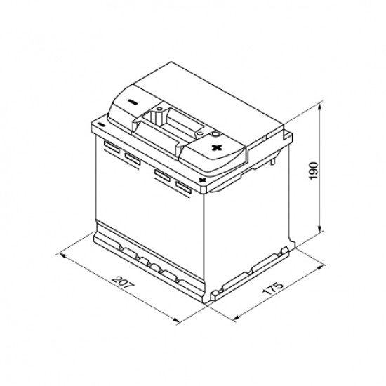 BOSCH startera akumulatoru baterija, bosch, 52ah 470a, 207x175x190