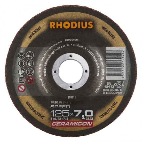 Slīpēšanas disks Rhodius 125x7,0x22,23