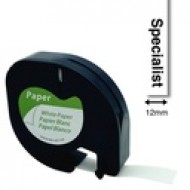 SPECIALIST+ dymo LETRATAG komp., 12 mm papīrs, melnbalts