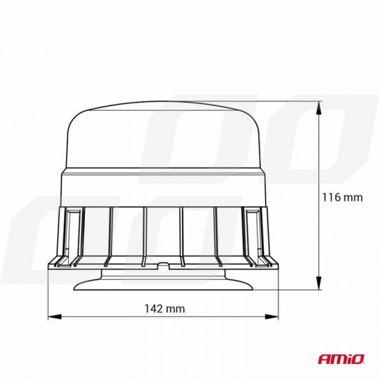 Signālgaisma oranža LED, magnētiska, 39 superLED, 12/24V, IP56