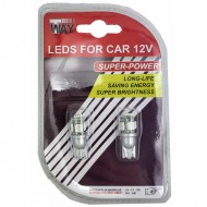 Autolampas LED T10, 5SMD, zilas, 2gab