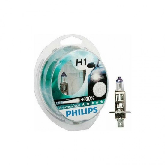 Autolampas PHILIPS H1 55W X-treme Vision +130% 2gab.