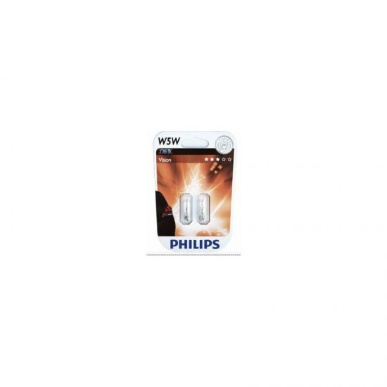 Autolampa PHILIPS 12V 5W Vision, 2gab. (bezcokola)W2.1x9.5d