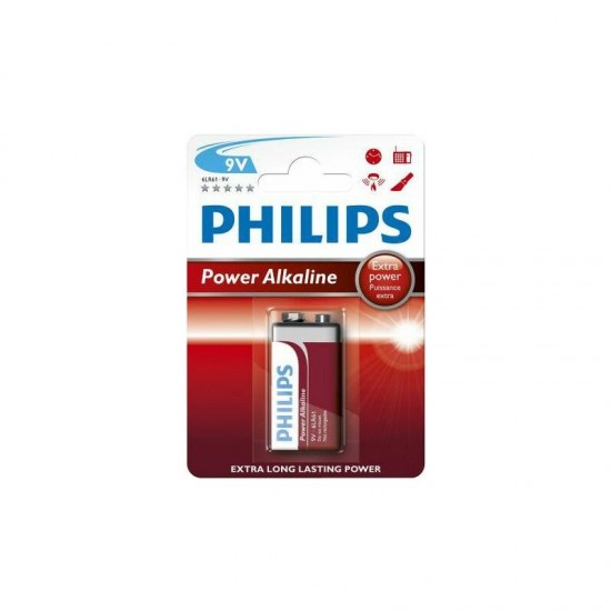 Krona PHILIPS 6LR61/9V Power Alkaline, 1 gab.