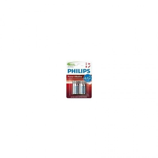 Baterijas PHILIPS LR03/AAA Power Alkaline, 6 gab.