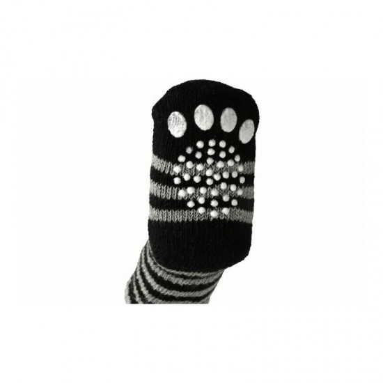 Flamingo pretslīdes zeķes suņiem S 45*35mm BLACK/GREY 4 gab.