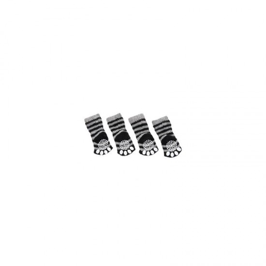 Flamingo pretslīdes zeķes suņiem S 45*35mm BLACK/GREY 4 gab.