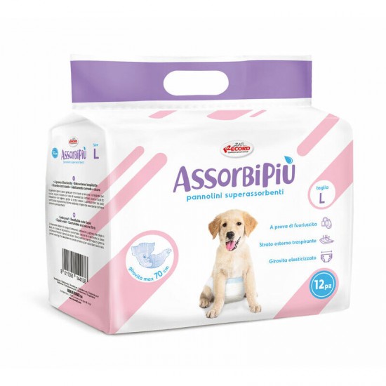 Autiņi suņiem AssorbiPiu L 12gb. Autiņi suņiem AssorbiPiu L 12gb.