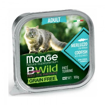 Monge Cat BWild Grain Free Adult Pate Codfish with Vegetables 100 g