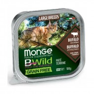 Monge Cat BWild Grain Free Large Breed All Life Stages Pate Buffalo with Vegetables 100 g