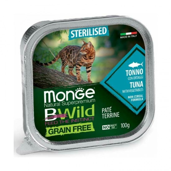 Monge Cat BWild Grain Free Sterilised Pate Tuna with Vegetables 100 g