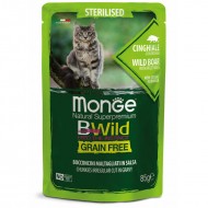  Monge Cat BWild Pouch Grain Free Sterilised Chunkies in Gravy Wild Boar with Vegetables 85 g