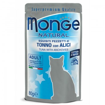 Monge Cat Natural Pouch Adult Tuna Flakes with Anchovies 80 g