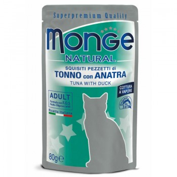 Monge Cat Natural Pouch Adult Tuna Flakes with Duck 80 g