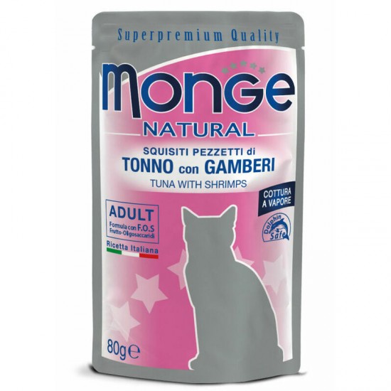 Monge Cat Natural Pouch Adult Tuna Flakes with Shrimp 80 g