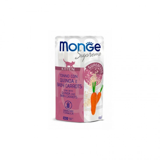 Monge Cat Supreme Pouch Kitten Tuna Flakes with Quinoa and Baby Carrots 80 g