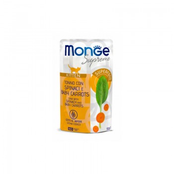 Monge Cat Supreme Pouch Kitten Tuna Flakes with Spinach and Baby Carrots 80 g