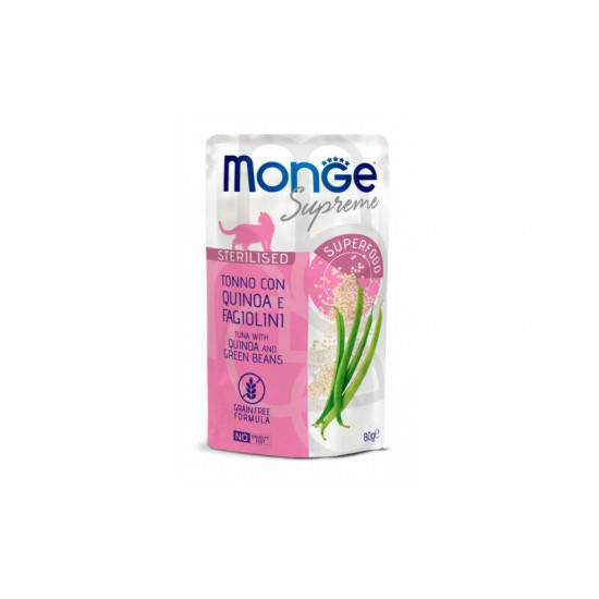 Monge Cat Supreme Pouches Sterilised Tuna Flakes with Quinoa and Green Beans 80 g