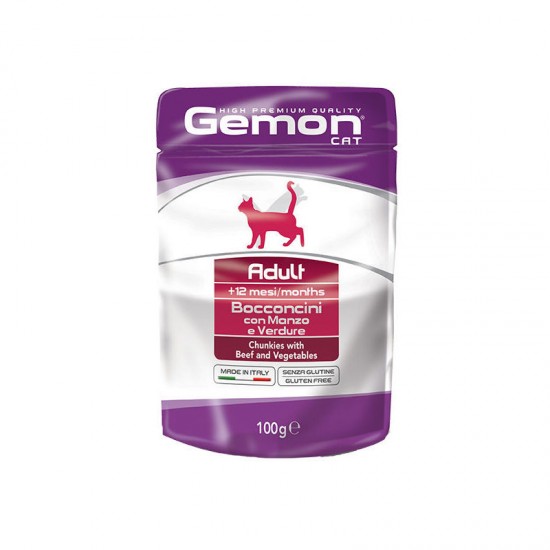 Gemon Cat Pouch Adult Chunkies with Beef and Vegetables 100 g