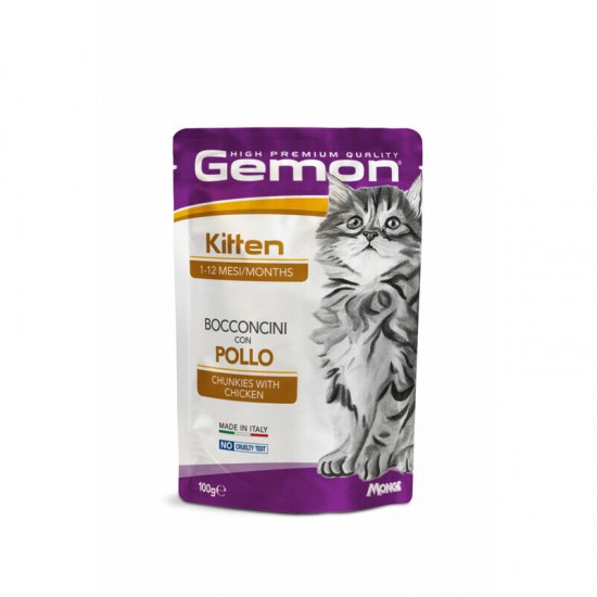 Gemon Cat Pouch Kitten Chunkies with Chicken 100 g