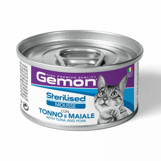 Gemon Cat Sterilised Mousse with Tuna and Pork 85 g