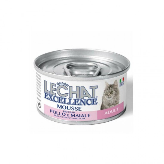 LeChat Cat Excellence Mousse Adult Rich in Chicken and Pork 85 g
