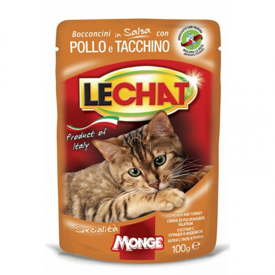 LeChat Cat Pouch Adult Chunkies with Chicken and Turkey 100 g