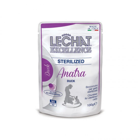 LECHAT Excellence Wet Sterilized with duck 100 g - konservi kaķiem