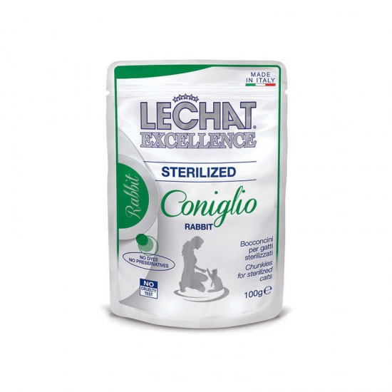 LECHAT Excellence Wet Sterilized with rabbit 100 g - konservi kaķiem