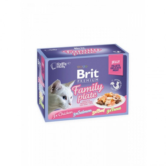 Brit Care Cat Delicate Pouch Fillets in Jelly Family Plate 1020 g (12x85 g)